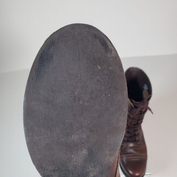 Steve Madden Women’s Boots Size 7.5 Brown Leather Troopa Combat Lace-Up Side Zip - Picture 9 of 13